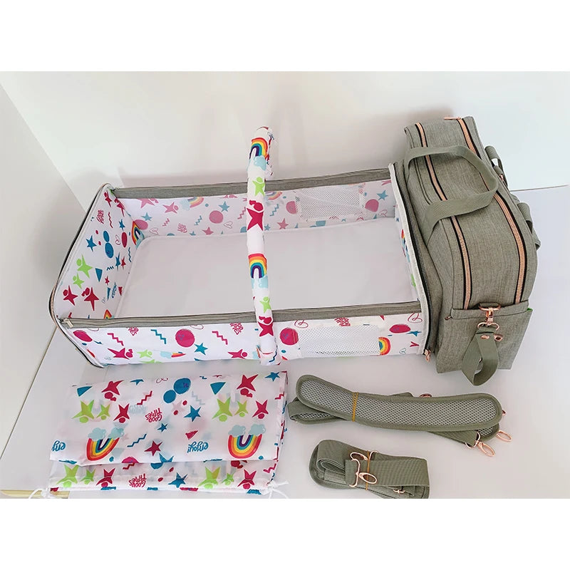 Balo Bỉm Sữa Du Lịch 4 Trong 1 Có Giường Gấp Gọn - Daisan Mart