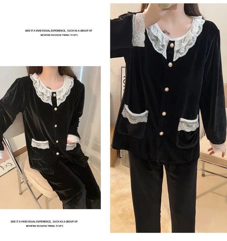 Bộ Đồ Ngủ Nhung Vàng Nữ Công Chúa SAMWESTART