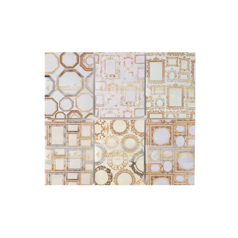20pieces/pack Journal Material and Romantic Same Frame Series Retro Hollow Frame Material Hand Account Paper 6 Models