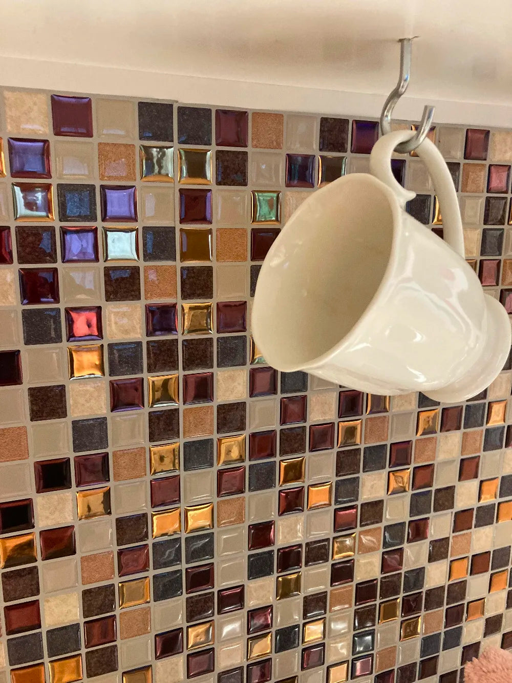 Gạch 3D Mosaic Xám Nhạt Trang Trí Nhà Bếp