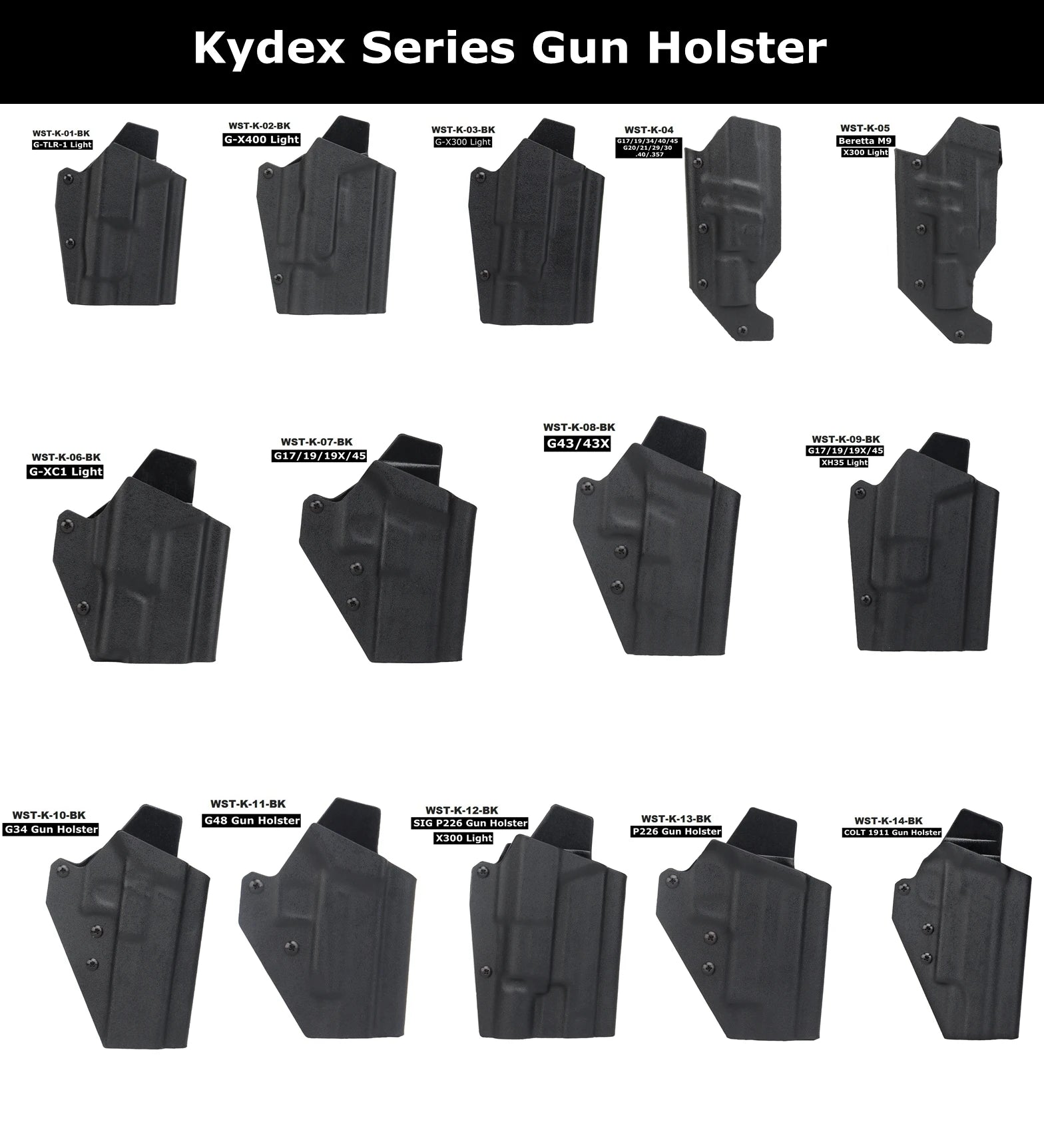 Kydex Holster for G17/19/19x/45 Inside Waistband Concealed Carry Holster Fit for G19x (Gen 1-5) Gun Holster X300 Light