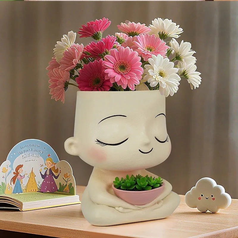 Chậu Hoa Nghệ Thuật Cô Gái Ngủ Bắc Âu Độc Đáo