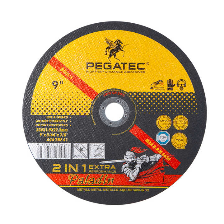 PEGATEC 9'' 230x1.9x22mm abrasive cutting wheel for steel and stainless steel 