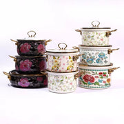 High-Grade Carbon Steel Pot with Gold Enamel Double Ears