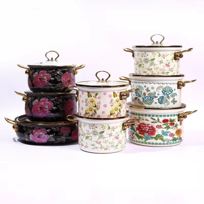 Nồi Thép Cacbon Cao Cấp Tráng Men Vàng Đôi Tai