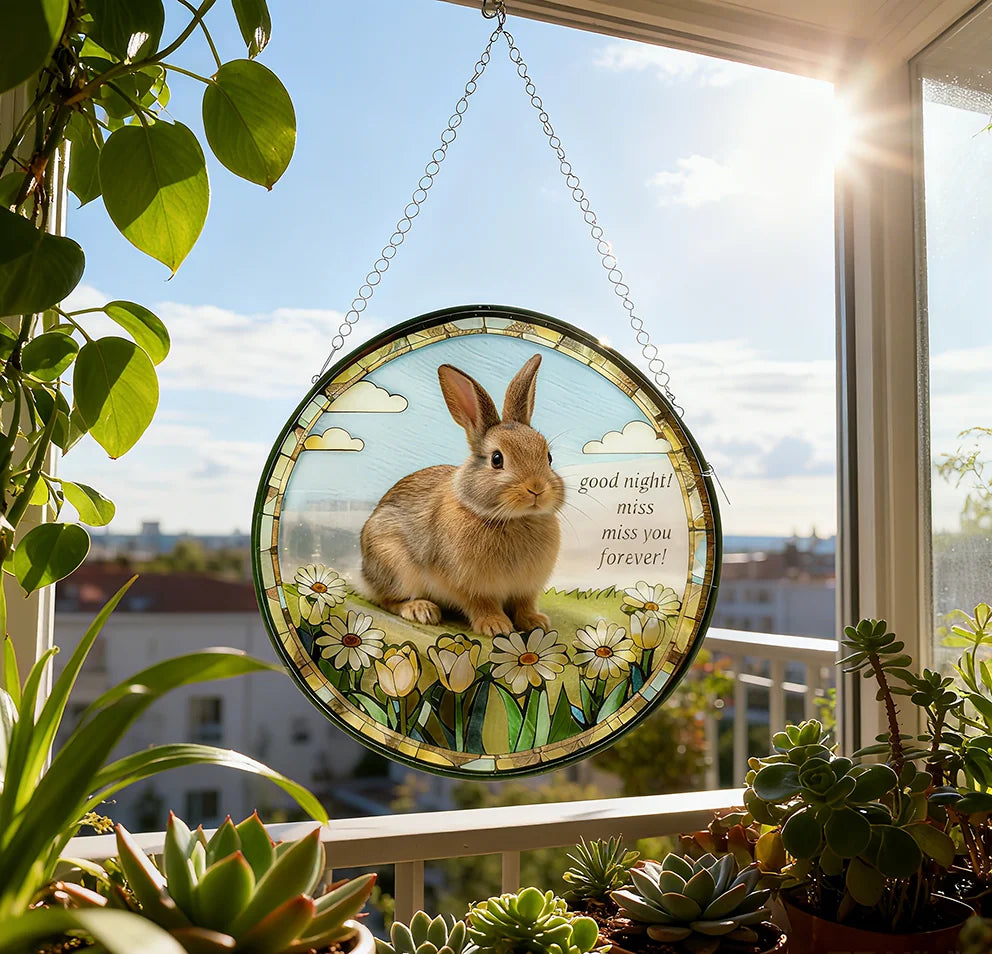 Personalized Memorial Stained Hanging Decor for Lost/Deceased Bunnies