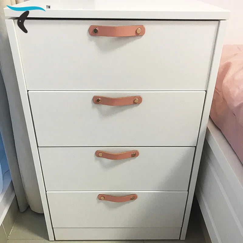 Nordic Style Pink Leather Handle Furniture Drawer Cupboard Kitchen Cabinet Door Knobs Pull Children's Room Cabinet Handles