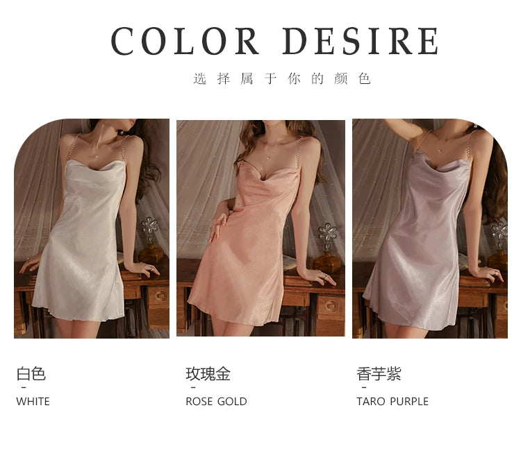 Sexy backless cold silk nightgown for big size women