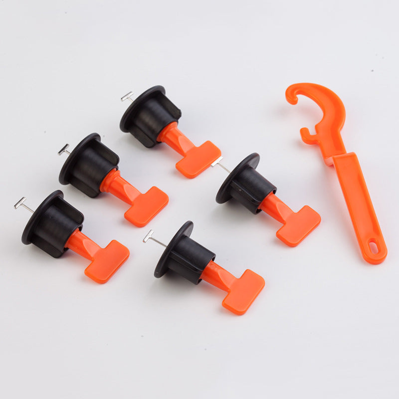 Reusable plastic T-type tile leveling system with special tightening tool 