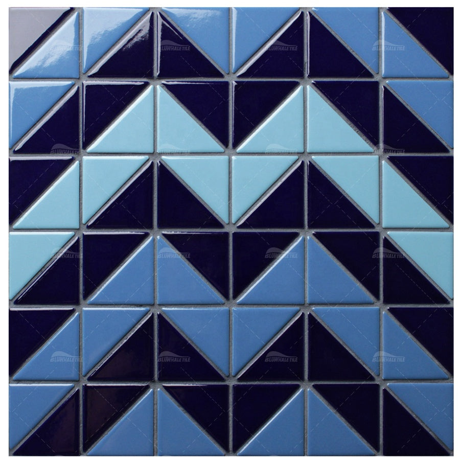 Outdoor Swimming Pool Porcelain Triangle Mosaic Tiles 