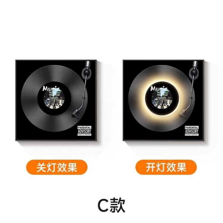 JZ Home Decor NFC Vinyl Record UV Print Image CD Light Artwork Modern Canvas Painting and Led Wall Art 