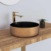 Factory wholesale new arrival black color sink and gold ceramic sink with rose gold face brush 