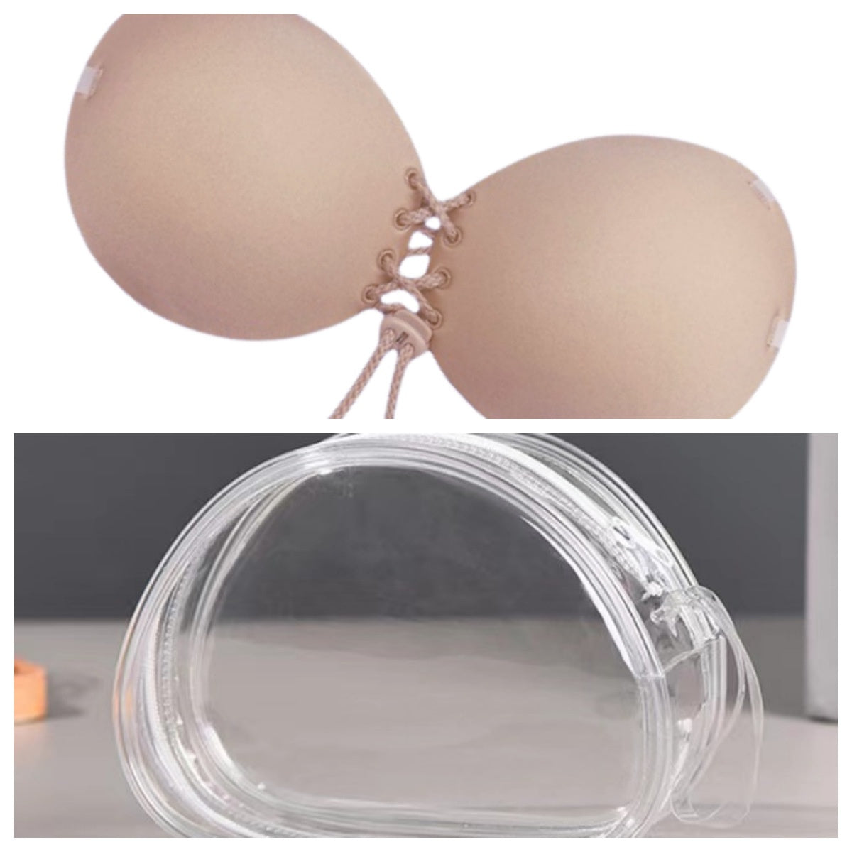 Áo ngực 3D nâng ngực nhỏ che nhũ hoa không dây, khóa cài trước dây rút lòng bàn tay sinh học, nội y gợi cảm cho áo quây, váy cưới. - Daisan Mart