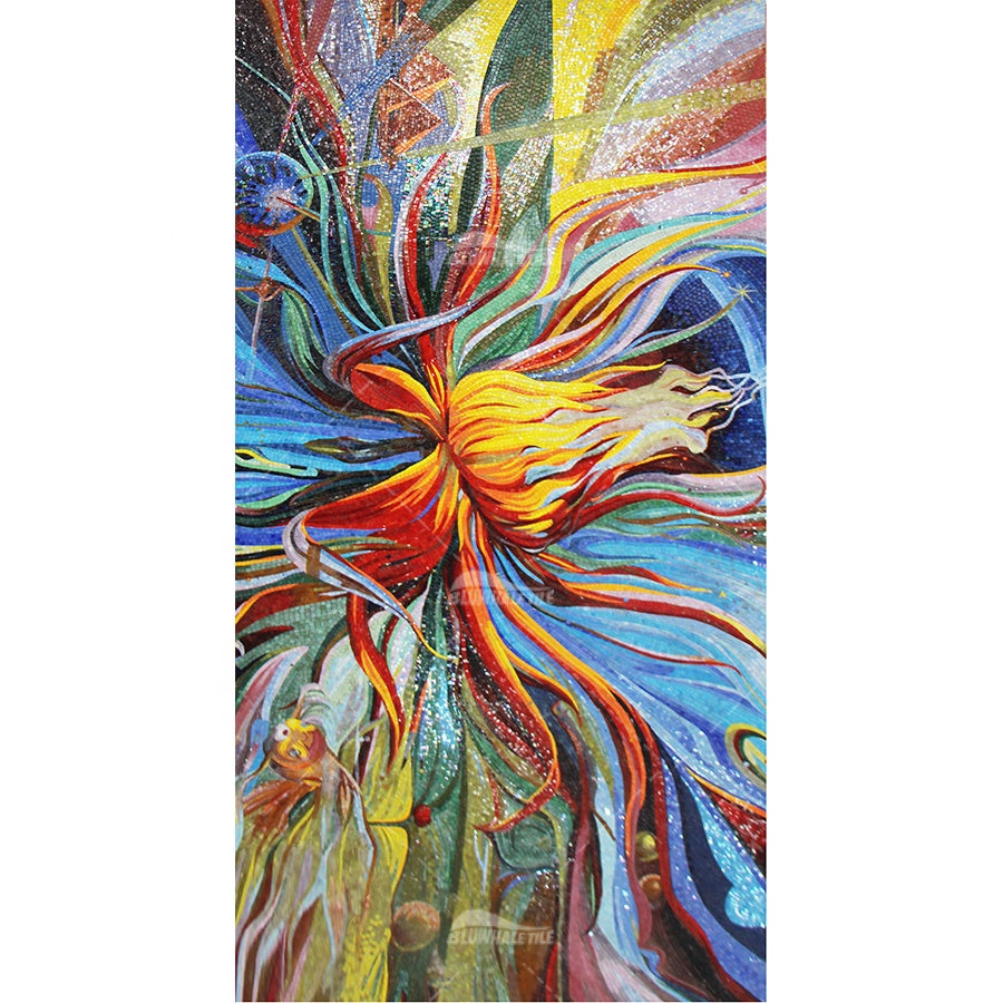 Cheap custom flower decorative handmade art painting supplier glass bird pattern wall puzzle 