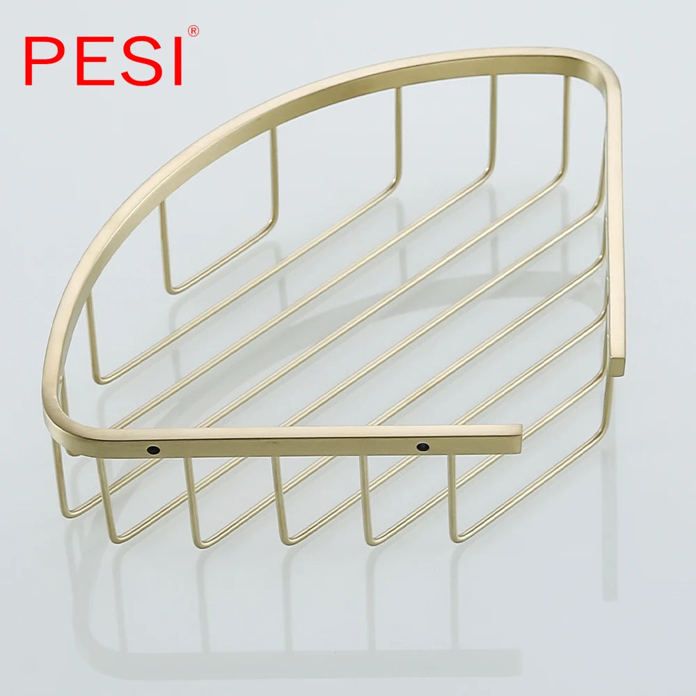 Bathroom Shelf Black Stainless Steel Single Bathroom Shelves Shower Storage Rack Wall Mounted Corner Basket Shampoo Shelf. - Daisan Mart
