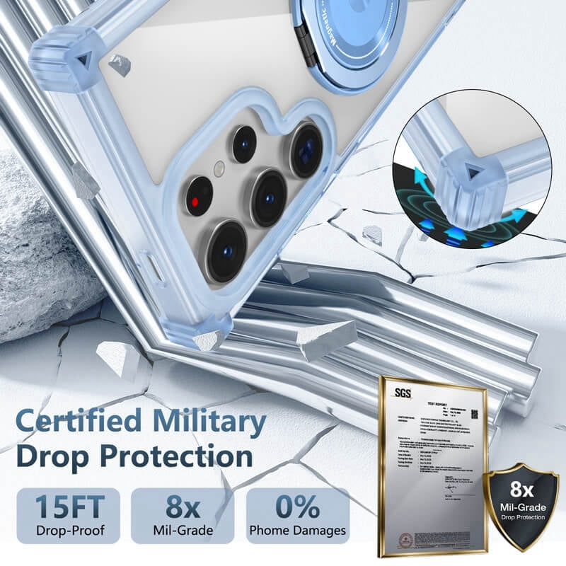 Ốp lưng PC+TPU Chống sốc Từ tính Xoay 360° cho Samsung Galaxy S25 Ultra