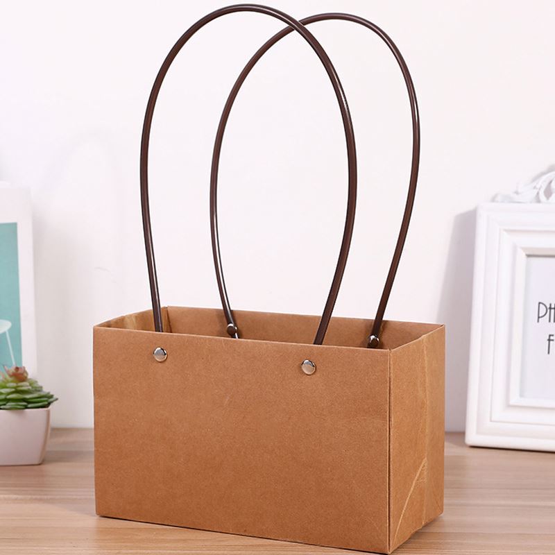 Bán Sỉ Túi Quà Bằng Giấy Bìa Kraft Nâu Cỡ Nhỏ Có Quai Xách, Thiết Kế Tùy Chỉnh, Dùng Đựng Bó Hoa, Đồ Thủ Công, Nến