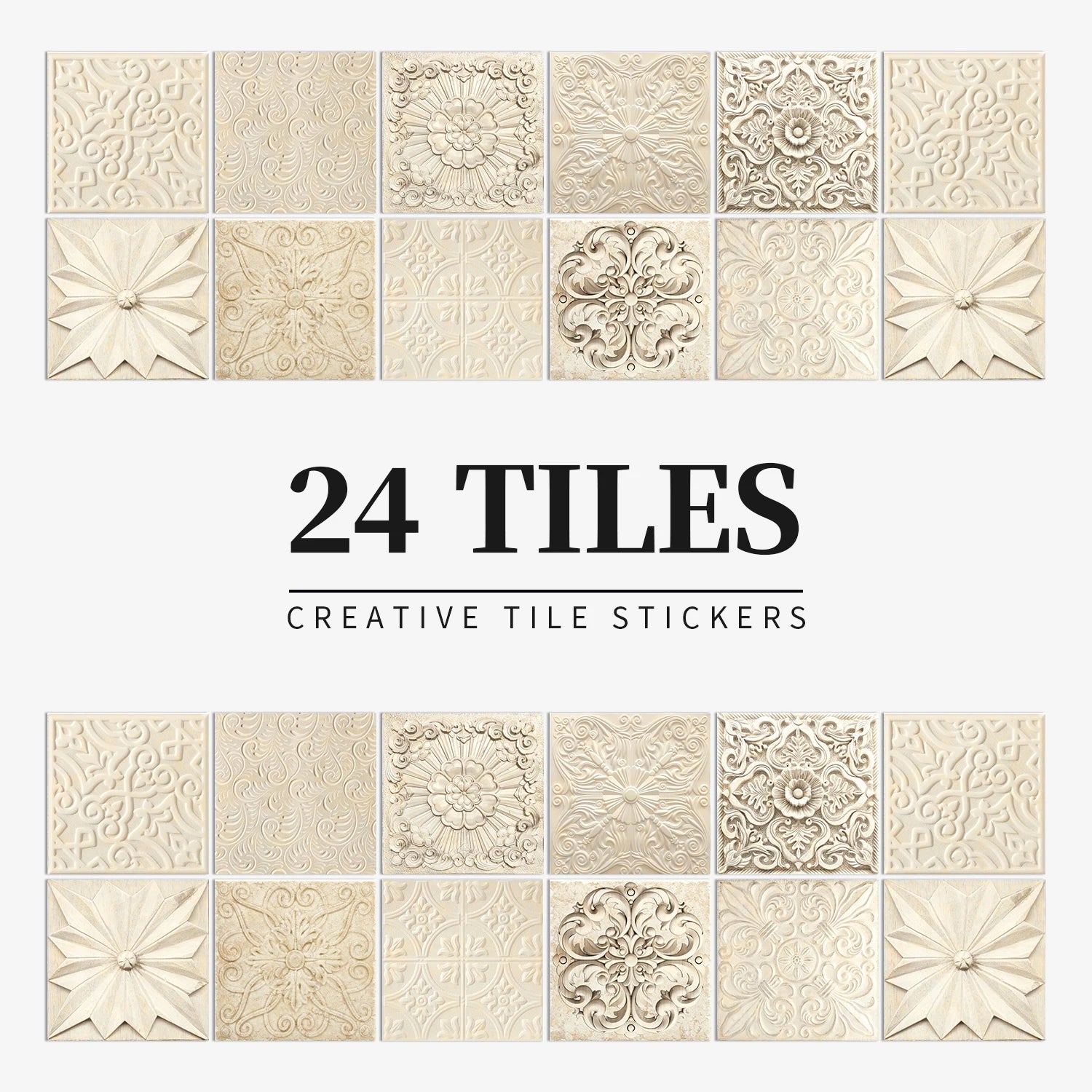 24pcs/set Light Color Tiles Sticker Wall Stickers Kitchen Bathroom Home Renovation Wallpaper Waterproof Self-adhesive Wall Decal