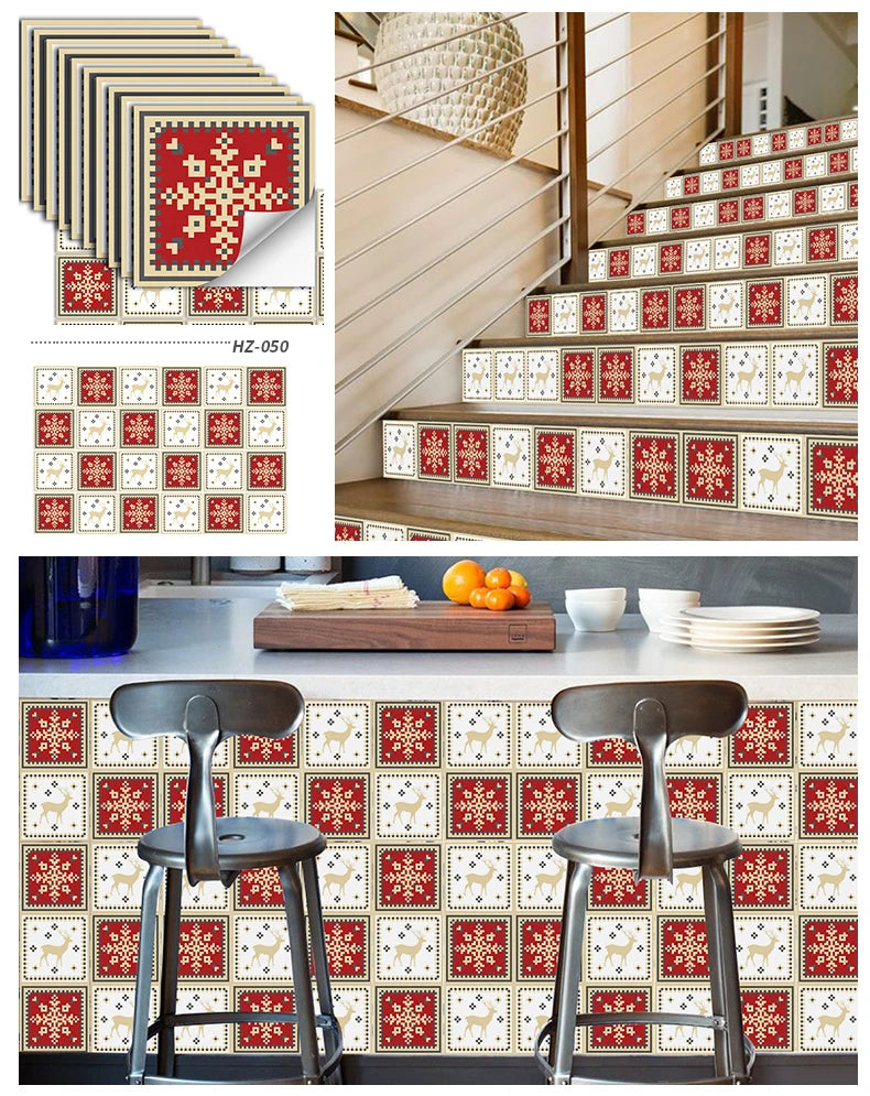 24pcs Retro Gray Kitchen Tile Sticker Wall Waterproof Self Adhesive Wallpaper PVC Furniture Cabinet Surface DIY Decorative Decal