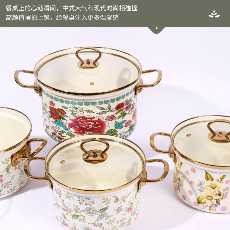 Nồi Thép Cacbon Cao Cấp Tráng Men Vàng Đôi Tai