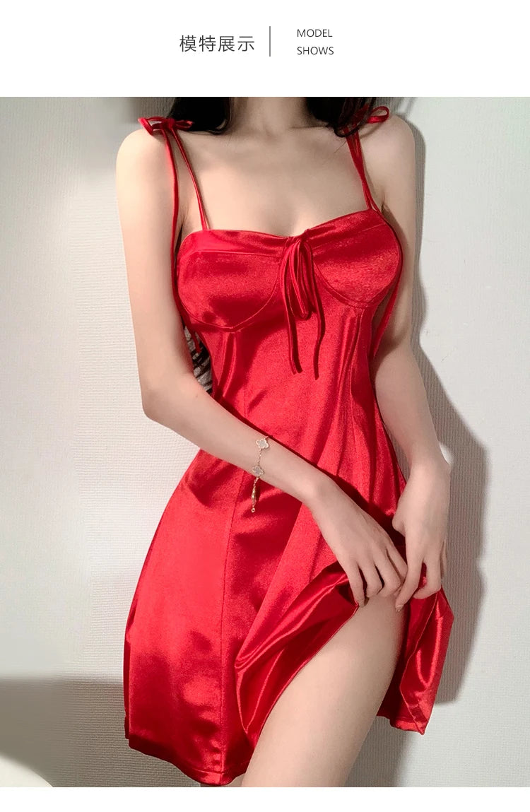 Sexy nightgown with sheer silk and seductive neckline
