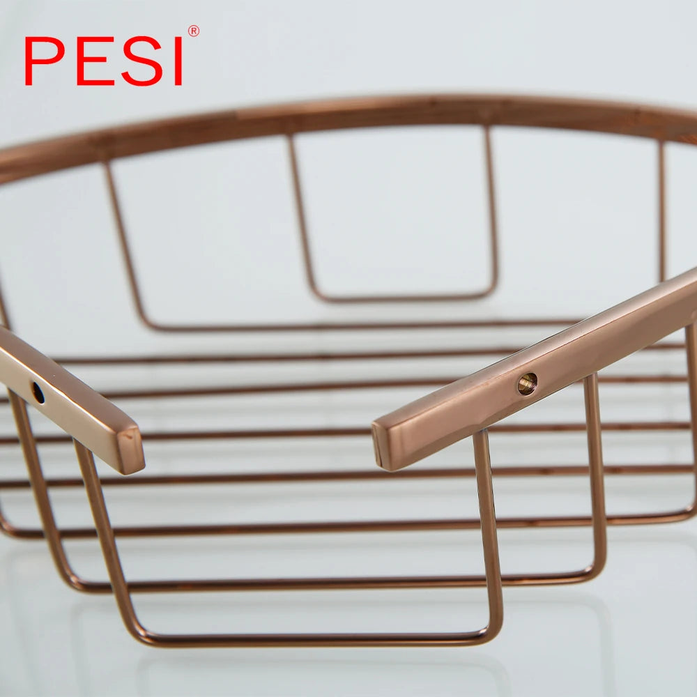 Bathroom Shelf Black Stainless Steel Single Bathroom Shelves Shower Storage Rack Wall Mounted Corner Basket Shampoo Shelf. - Daisan Mart
