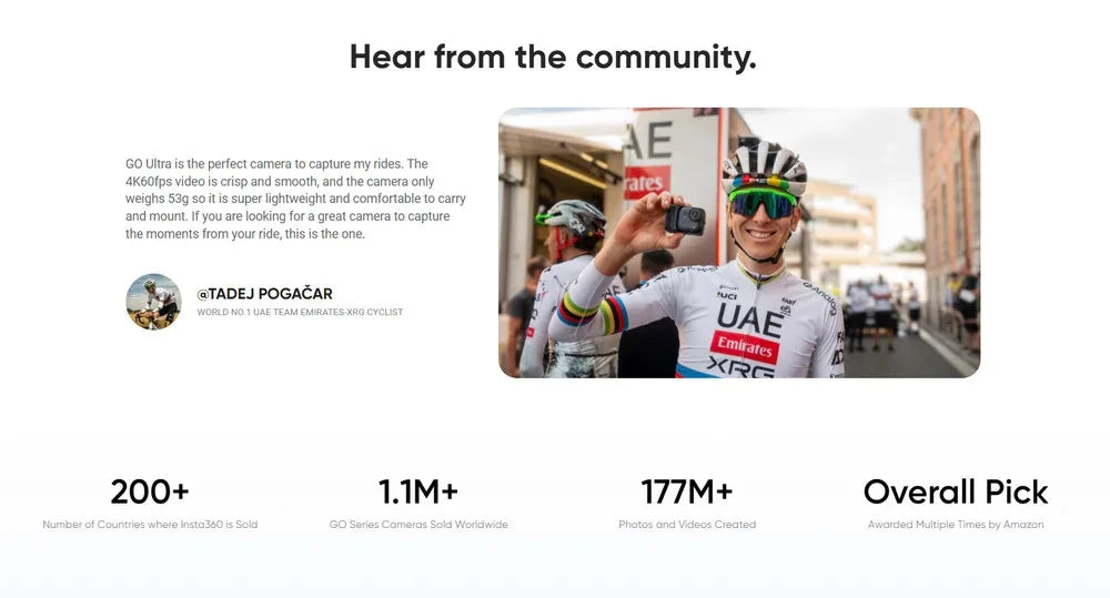 Insta360 GO Ultra 4K Waterproof Mini Camera, 200p Battery