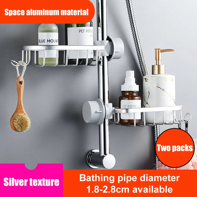 Bathroom Shelves Shower Rack Aluminum Basket For Shampoo Soap Bathroom Storage Adjustable Kitchen Faucet Sink Rag Holders - Daisan Mart