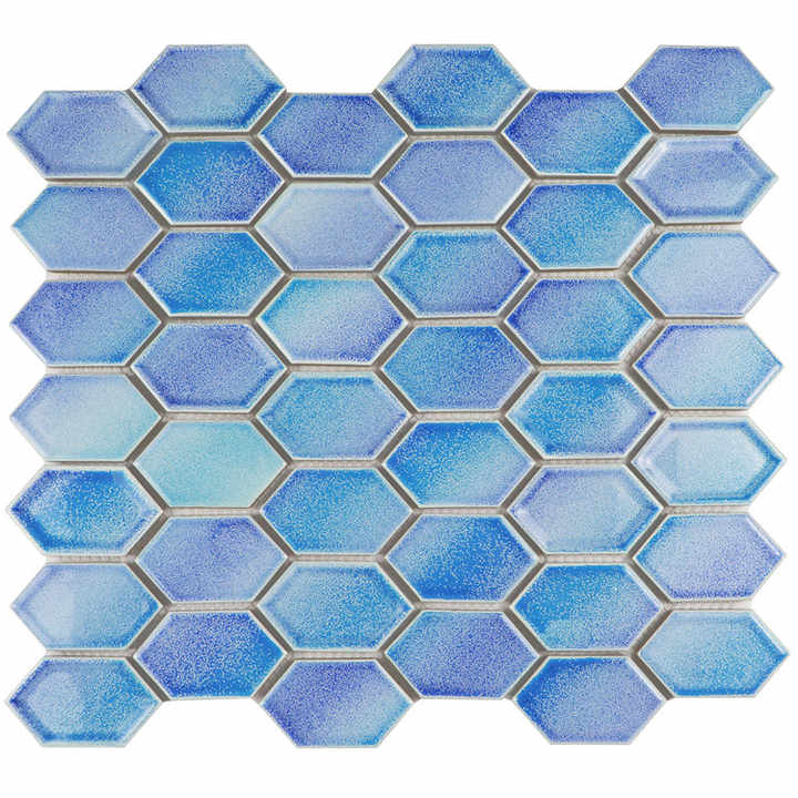 Blue Designs Hexagonal Ceramic Mosaic Tiles for Swimming Pools Price 