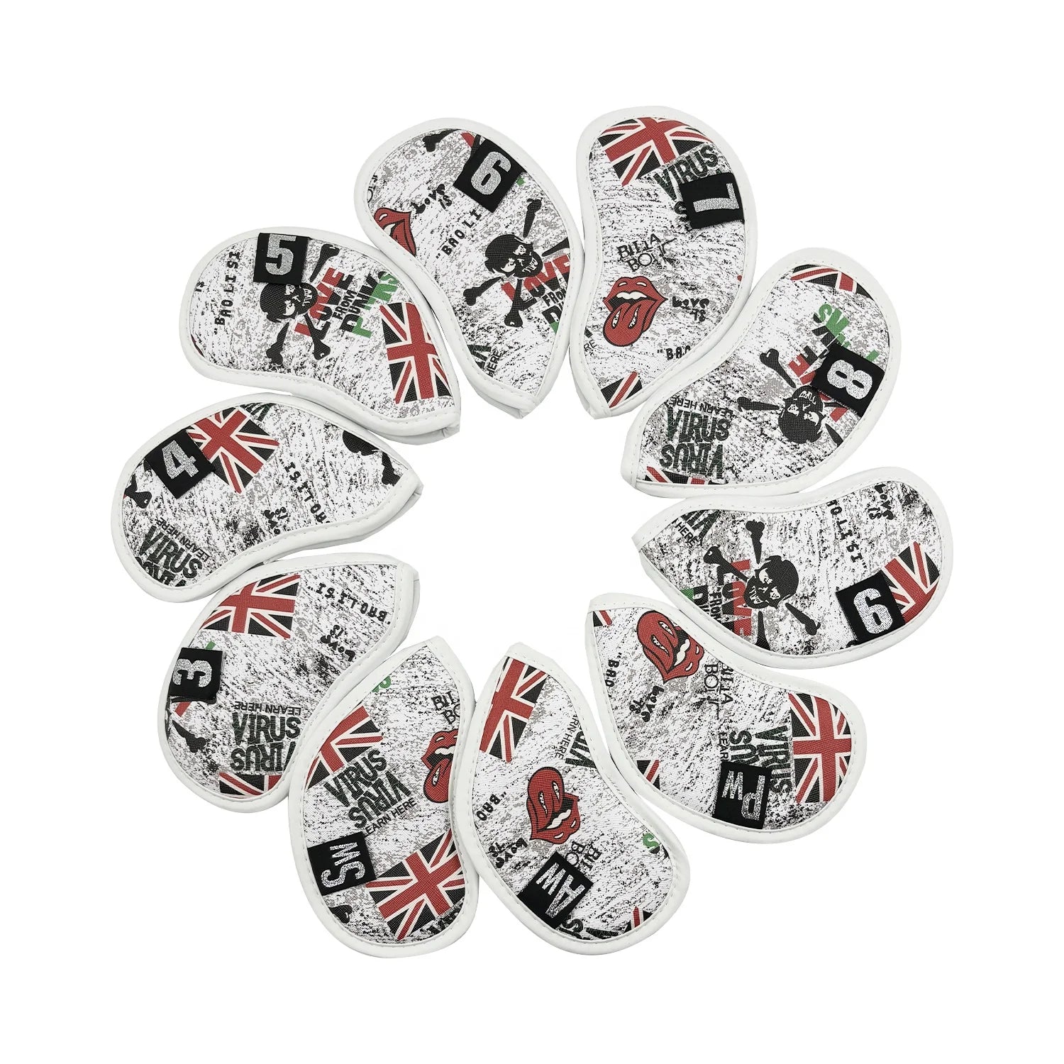 Luxury Custom Skull Embroidery Leather Golf Club Cover Set