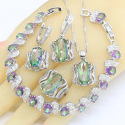 Rainbow Topaz Silver Jewelry Set for Women