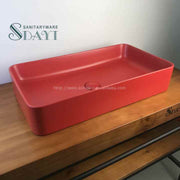SDAYI Rectangular Washbasin Red Matte Colorful with Pop Up Drain Lavatory Sink Washbasin 