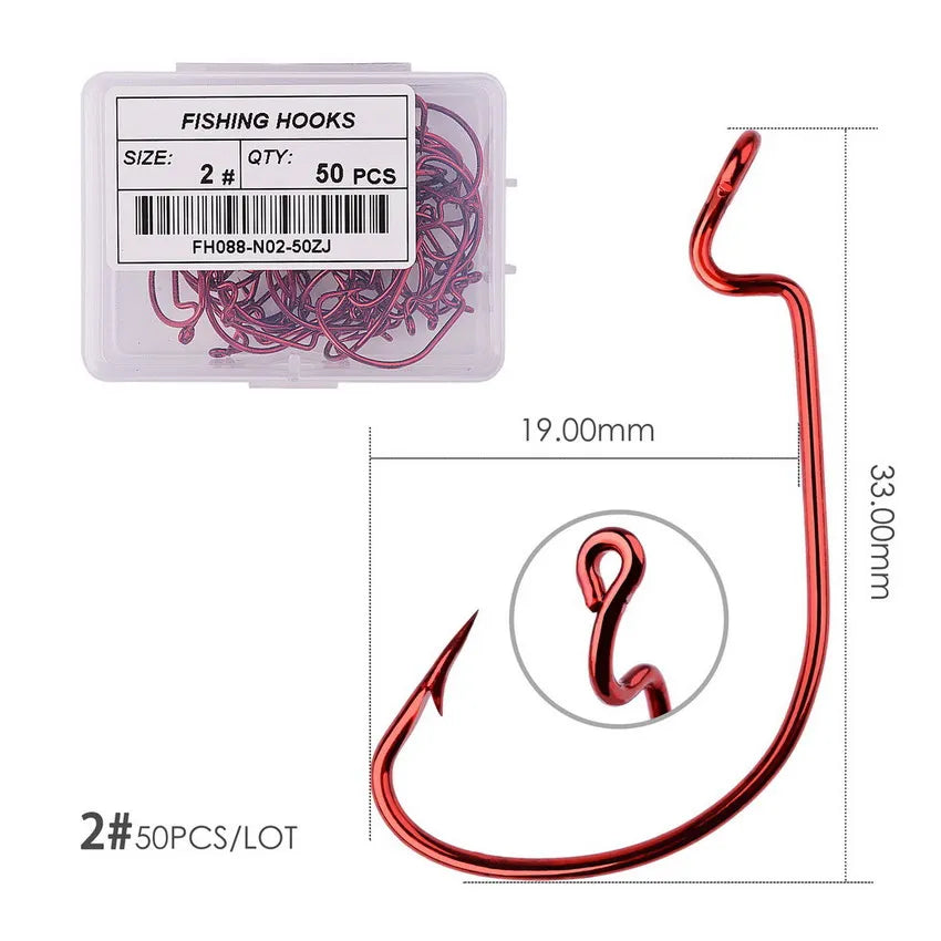 Móc Câu Nghiêng Jig Đầu Rộng 50pcs - Cá Chép Mềm