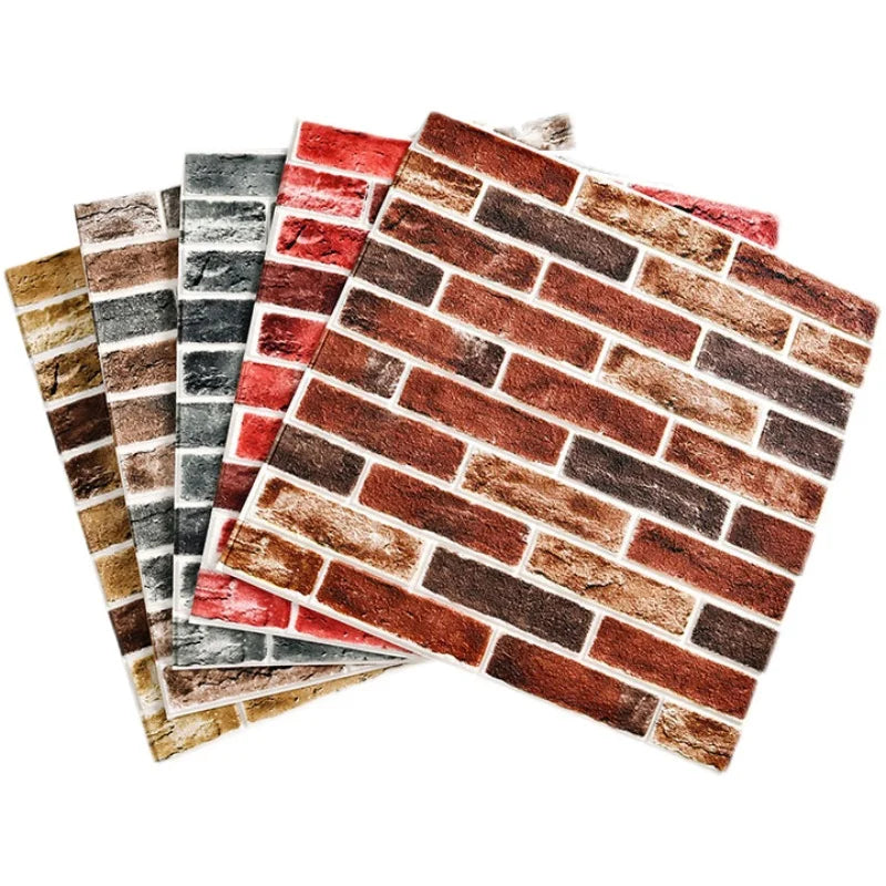 Wallpaper self-adhesive 3D three-dimensional wall stickers wall soft package shop decoration wall skirt wall board red brick