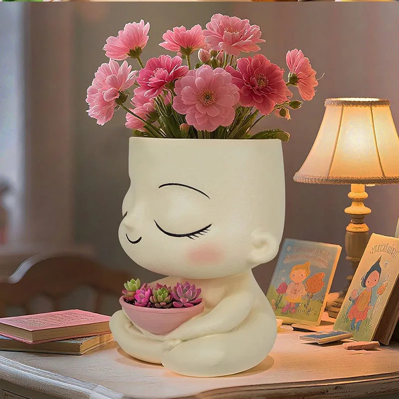 Chậu Hoa Nghệ Thuật Cô Gái Ngủ Bắc Âu Độc Đáo