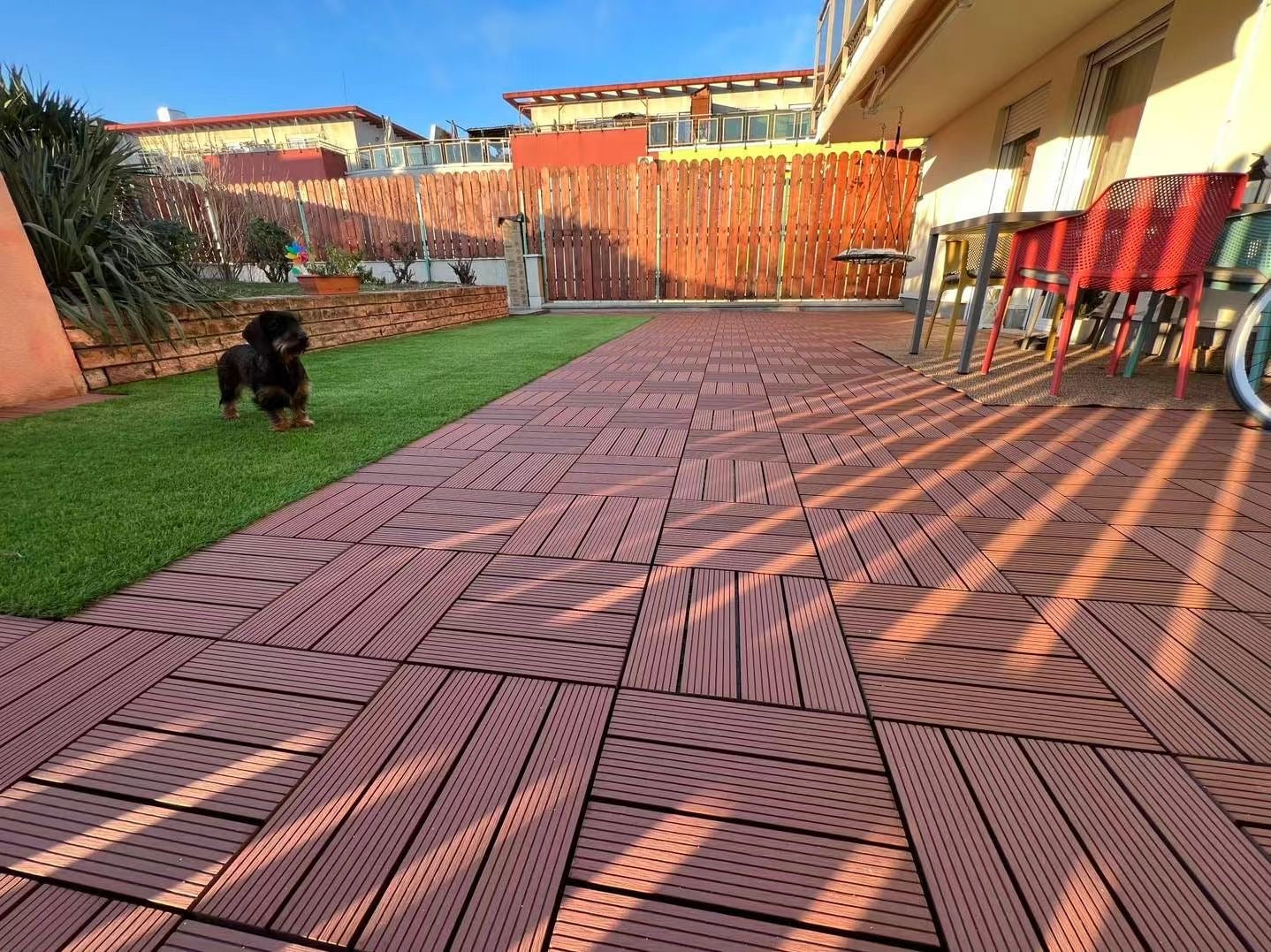 DIY outdoor decking panels made of wood plastic composite material 