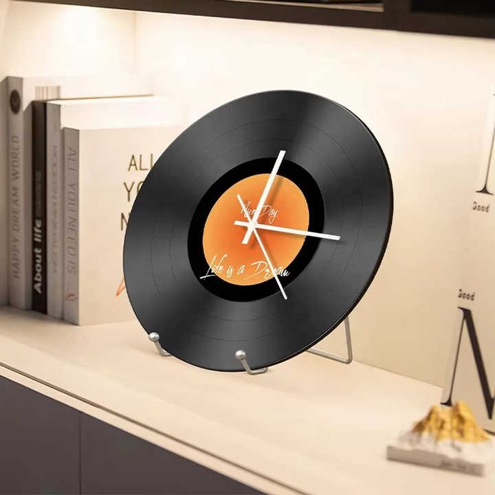 JZ Modern Bedroom Decoration Nfc Vinyl Record UV Print CD Artwork Music Clock 3D LED Paintings and Wall Art 