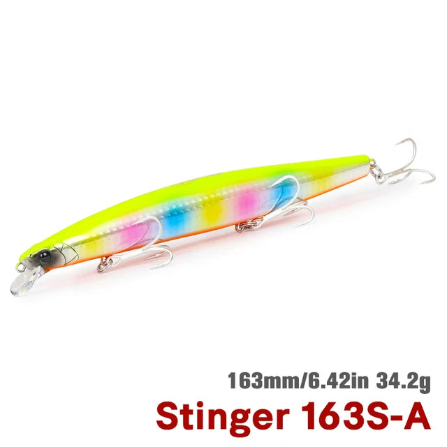 TSURINOYA 34.2g STINGER 163S Sinking Minnow 163mm Sea Fishing Lure Hard Artificial Pike Fishing Baits Tackle DW119