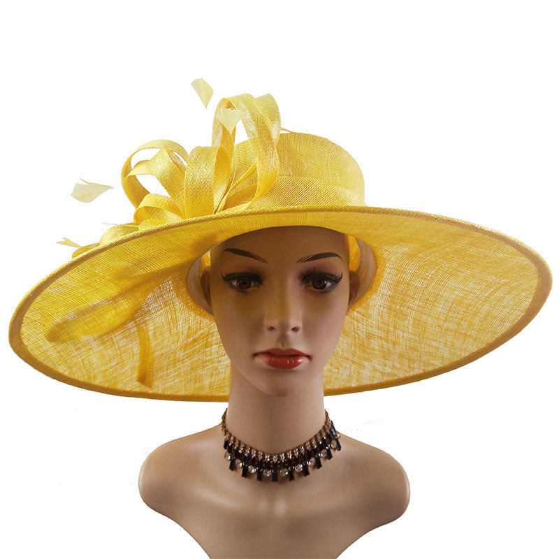 Mũ vành rộng màu hồng vải Sinamay bán chạy dành cho nữ dự tiệc, đám cưới, giải đua Kentucky Derby - Daisan Mart