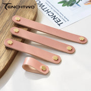 Nordic Style Pink Leather Handle Furniture Drawer Cupboard Kitchen Cabinet Door Knobs Pull Children's Room Cabinet Handles