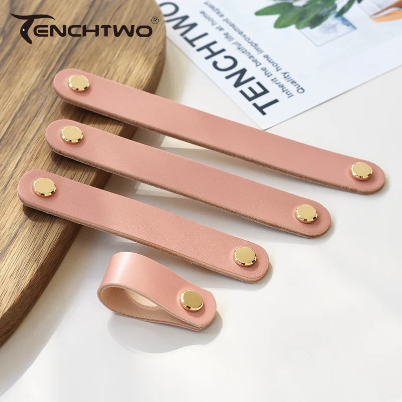 Nordic Style Pink Leather Handle Furniture Drawer Cupboard Kitchen Cabinet Door Knobs Pull Children's Room Cabinet Handles