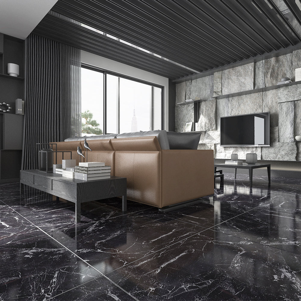High Quality 60x60cm 24x24 Black Salt and Pepper Ceramic Floor Tiles