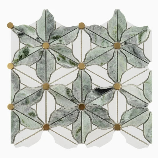 Gạch Mosaic Đá Tự Nhiên Hoa Văn Xanh Đá Cẩm Thạch