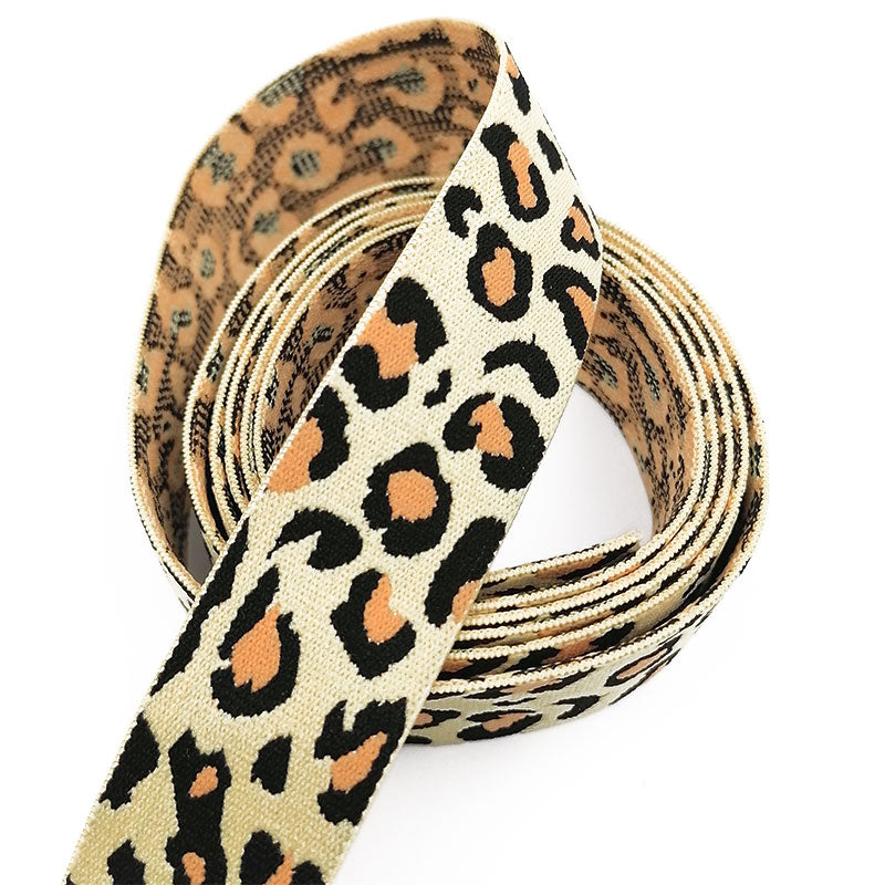 Wholesale Hot Sale Custom Logo Printed Leopard Jacquard Knitted Belt for Clothing, Bags 