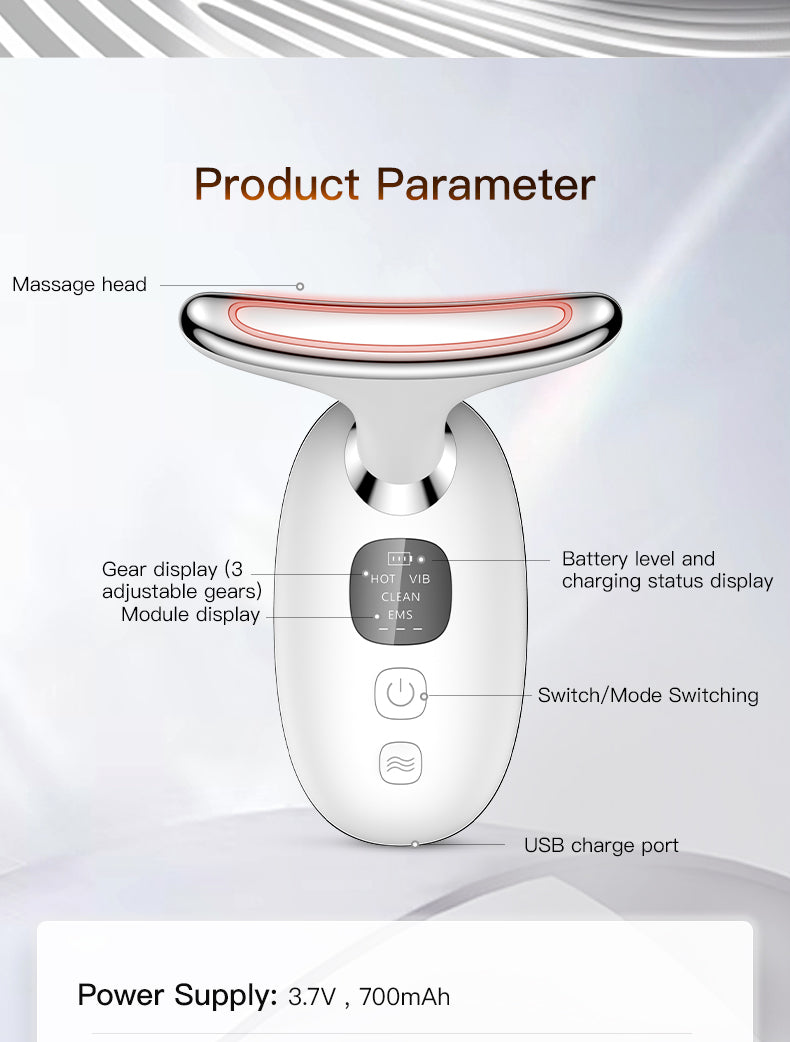 Wireless Neck Lift Device - Beauty Thermal Massager for Firming Face &amp; Neck, Anti-Wrinkle &amp; Relaxation 