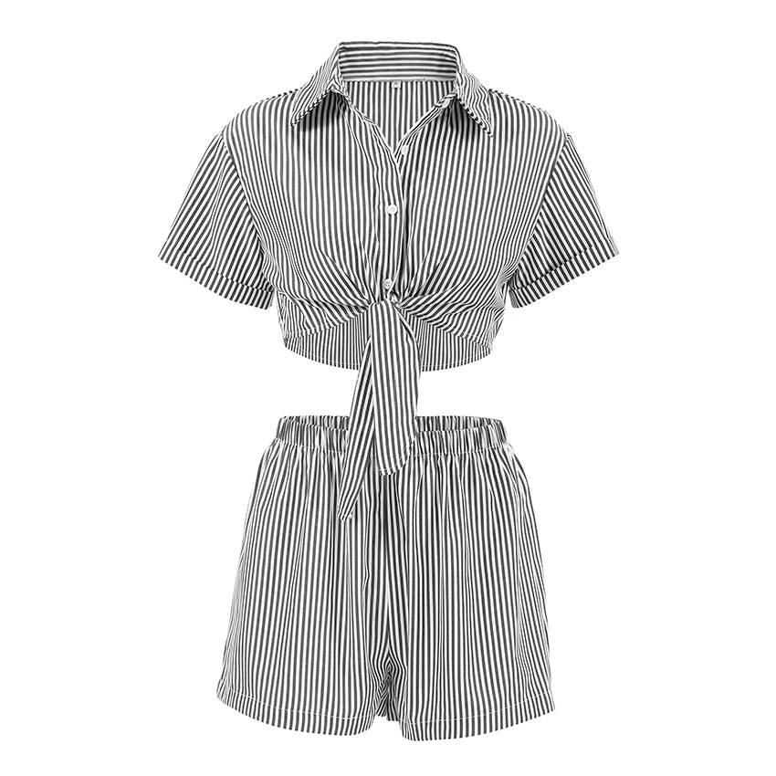 Bộ Đồ Ngủ Nữ Màu Hồng Sọc Dễ Thương QINSI