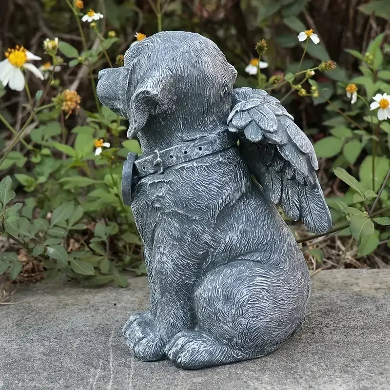 Angel Winged Dog Resin Statue Heart Accentuated Garden Memorial Figurine for Outdoor Home Decor Gifts Sea Style Art Inspiration - Daisan Mart