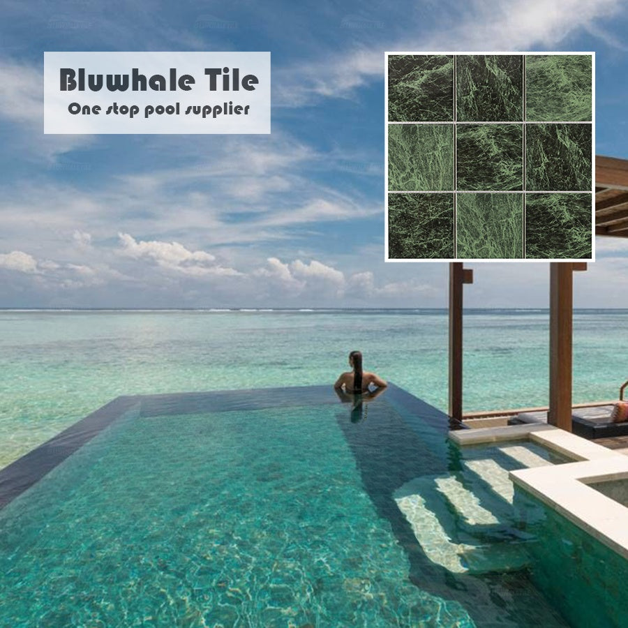 Blue swimming pool tiles Sukabumi 4x4 factory price Bluwhale 