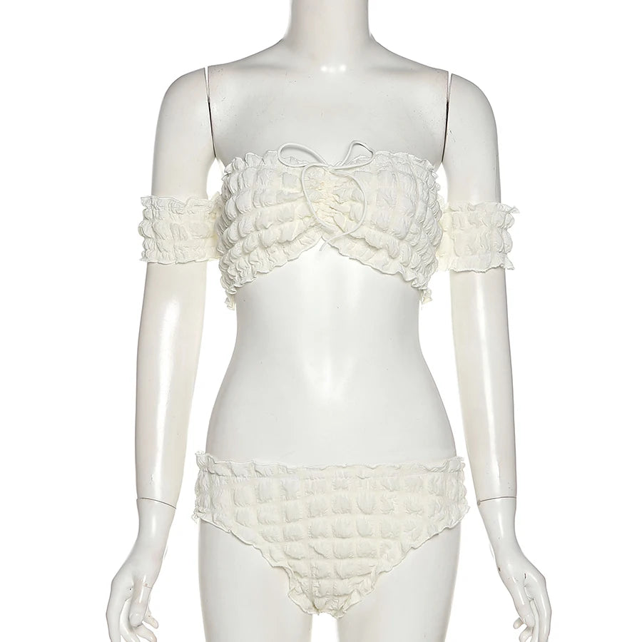 Áo Bra Kliou K22S12934 Sexy Nhăn & Tay Dài Cá Tính - Daisan Mart