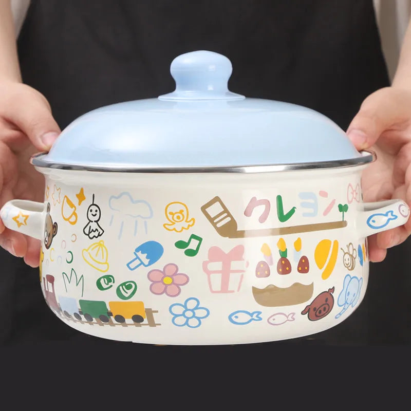 Nồi Men Dày Mini 2 Tay Cầm - Nấu Súp Mì Tiện Lợi